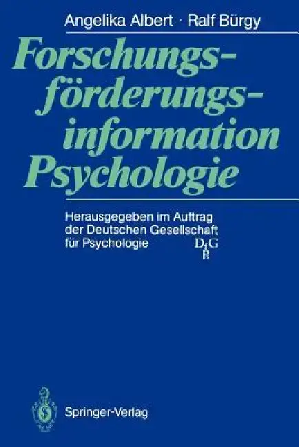 Cover of Forschungsförderungsinformation Psychologie