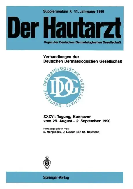 Cover of Supplementum X, 41. Jahrgang 1990 Verhandlungen Der Deutschen Dermatologischen Gesellschaft