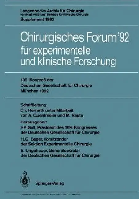 Cover of Chirurgisches Forum '92 Für Experimentelle Und Klinische Forschung