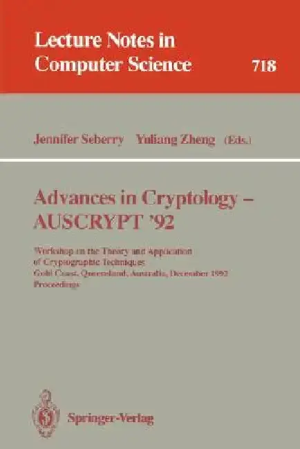 Cover of Advances in Cryptology - Auscrypt '92