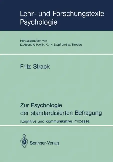 Cover of Zur Psychologie Der Standardisierten Befragung