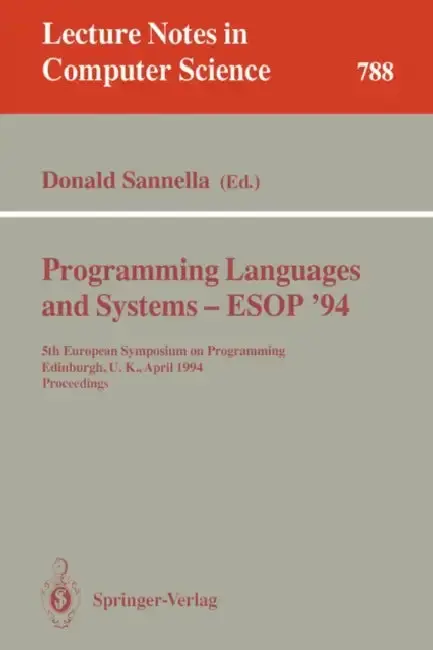 Cover of Programming Languages and Systems - ESOP '94