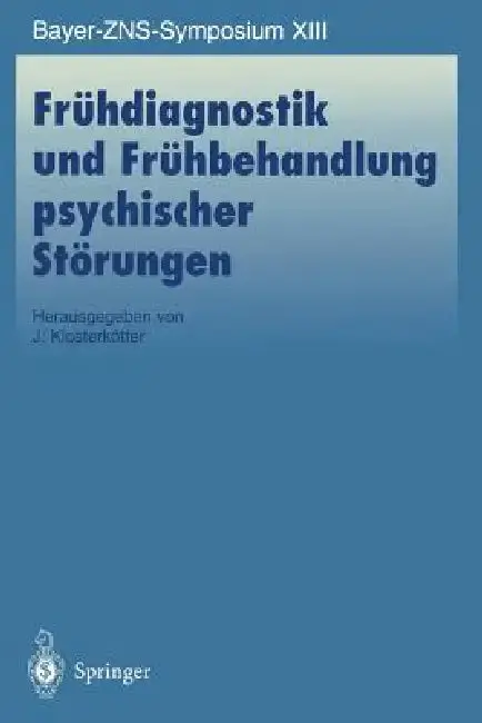 Cover of Frühdiagnostik Und Frühbehandlung Psychischer Störungen