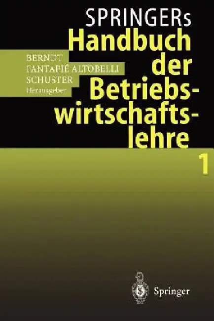 Cover of Springers Handbuch Der Betriebswirtschaftslehre 1