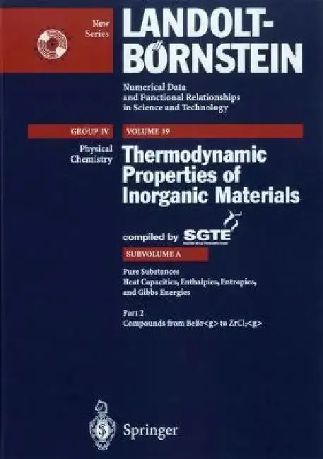 Cover of Pure Substances. Part 2 _ Compounds from Bebr_g to Zrcl2_g