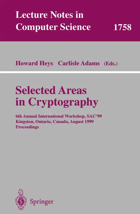 Cover of Selected Areas in Cryptography