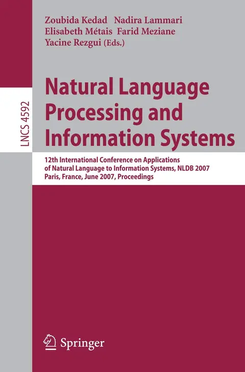 Cover of Natural Language Processing and Information Systems (lecture Notes in Computer Science)