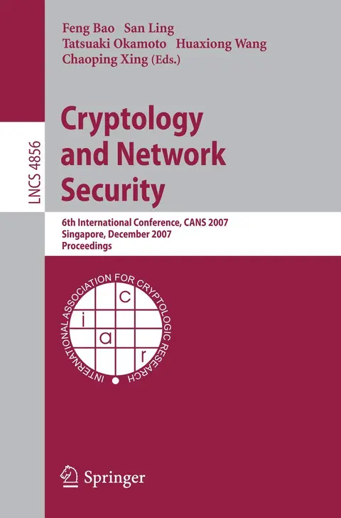 Cover of Cryptology and Network Security