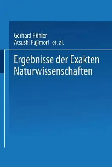 Cover of Ergebnisse Der Exakten Naturwissenschaften