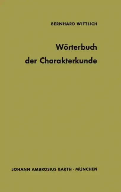 Cover of Wörterbuch Der Charakterkunde