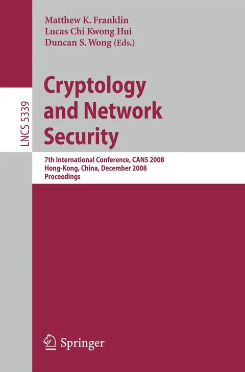 Cover of Cryptology and Network Security