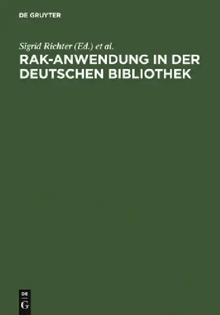 Cover of RAK-Anwendung in der Deutschen Bibliothek