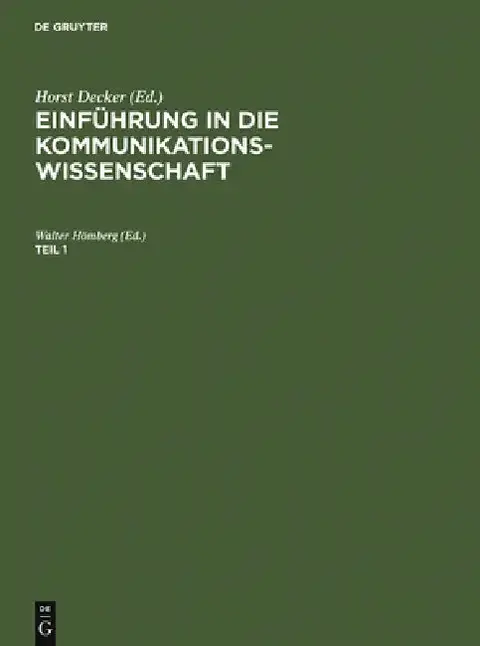 Cover of Einführung in Die Kommunikationswissenschaft. Teil 1