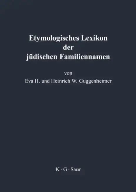 Cover of Etymologisches Lexikon Der Judischen Familiennamen