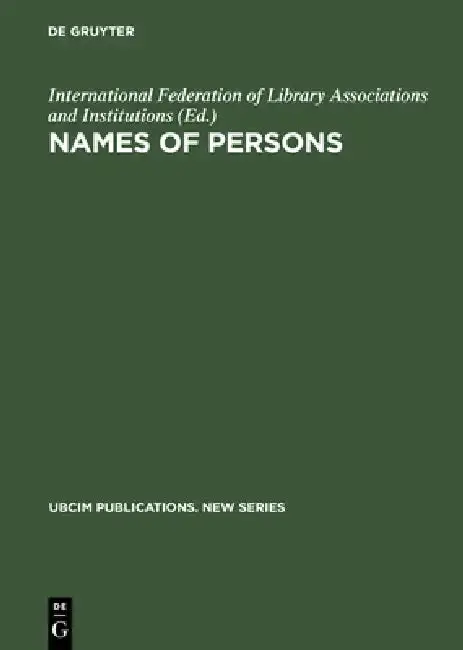 Cover of Names of Persons
