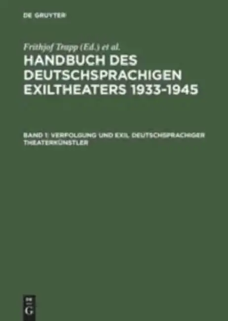 Cover of Verfolgung Und Exil Deutschsprachiger Theaterkünstler
