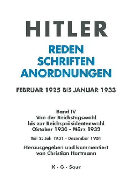 Cover of Juli 1931 - Dezember 1931