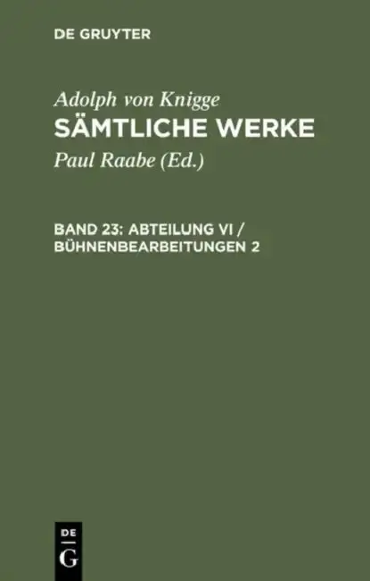Cover of Abteilung VI / Bühnenbearbeitungen 2