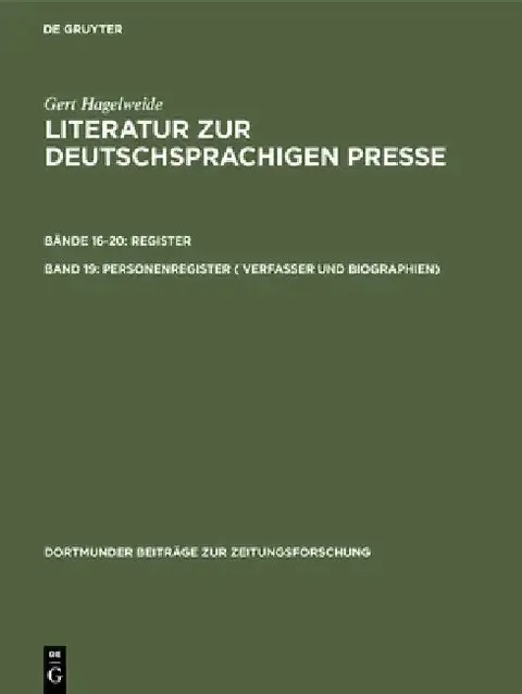 Cover of Personenregister ( Verfasser Und Biographien)