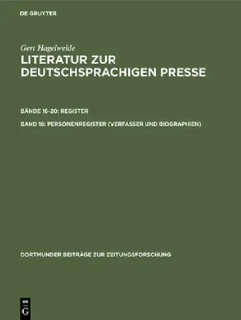 Cover of Personenregister ( Verfasser Und Biographien )