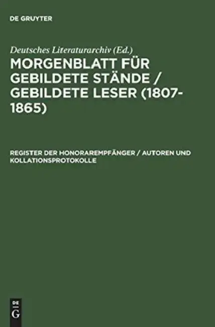 Cover of Register der Honorarempfänger / Autoren und Kollationsprotokolle