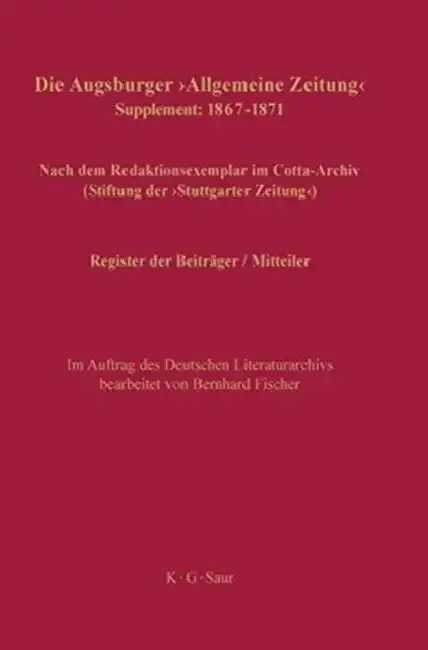 Cover of Register der Beiträger / Mitteiler