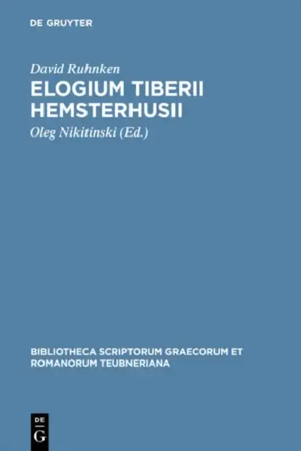 Cover of Elogium Tiberii Hemsterhusii