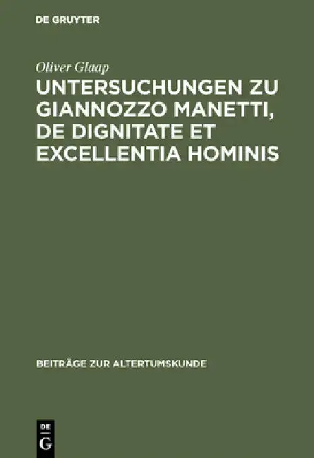 Cover of Untersuchungen Zu Giannozzo Manetti, de Dignitate Et Excellentia Hominis
