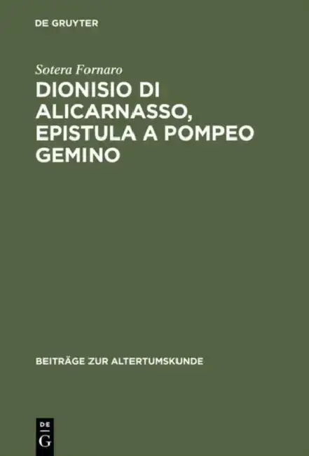 Cover of Dionisio di Alicarnasso, Epistula a Pompeo Gemino