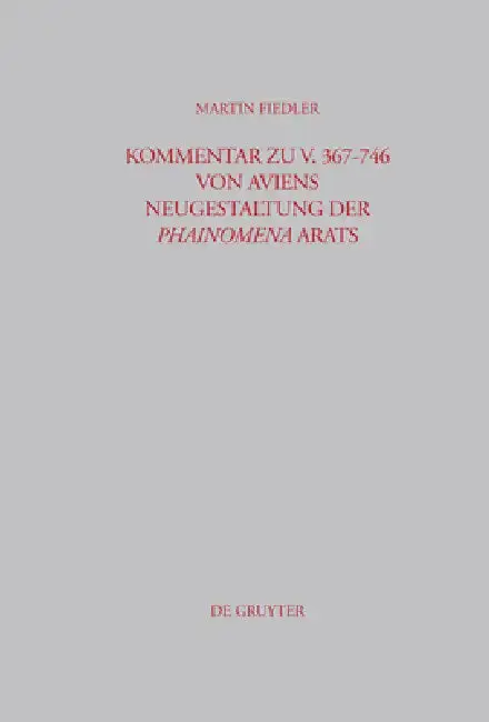 Cover of Kommentar Zu V. 367-746 Von Aviens Neugestaltung Der Phainomena Arats
