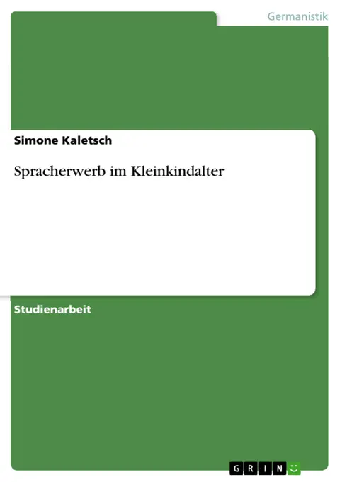 Cover of Spracherwerb im Kleinkindalter