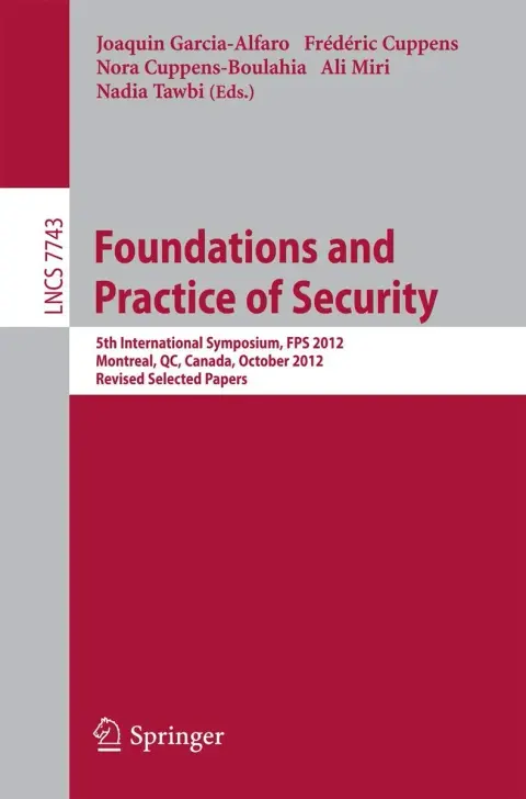 Cover of Foundations and Practice of Security