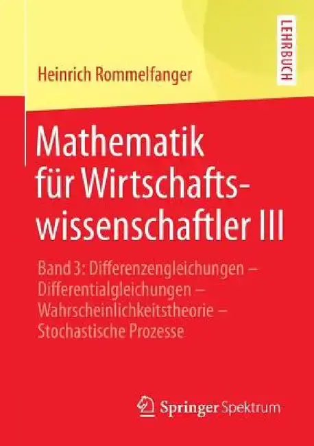 Cover of Mathematik Für Wirtschaftswissenschaftler III
