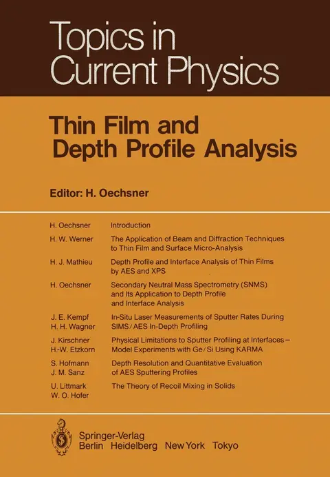 Cover of Thin Film and Depth Profile Analysis