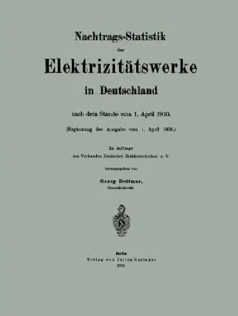 Cover of Nachtrags-Statistik Der Elektrizitätswerke in Deutschland