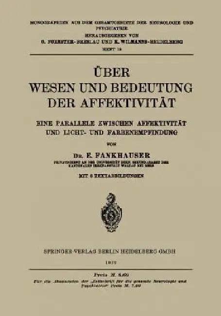 Cover of Über Wesen Und Bedeutung Der Affektivität