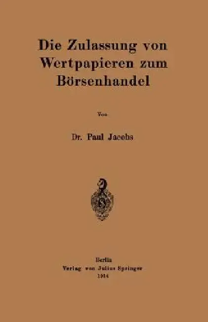 Cover of Die Zulassung Von Wertpapieren Zum Börsenhandel