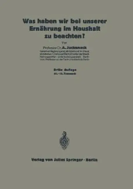 Cover of Was Haben Wir Bei Unserer Ernährung Im Haushalt Zu Beachten?