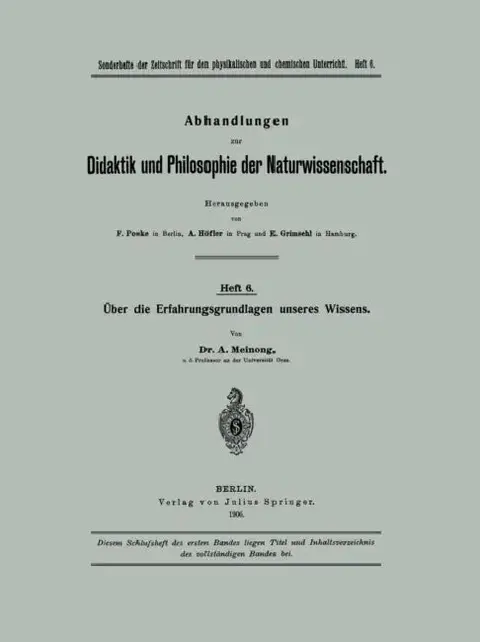 Cover of Über Die Erfahrungsgrundlagen Unseres Wissens
