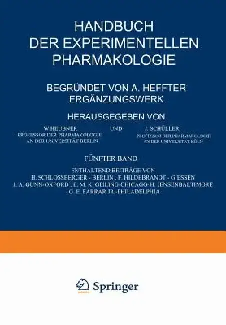 Cover of Handbuch Der Experimentellen Pharmakologie -- Ergänzungswerk