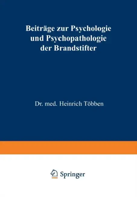 Cover of Beiträge Zur Psychologie Und Psychopathologie Der Brandstifter