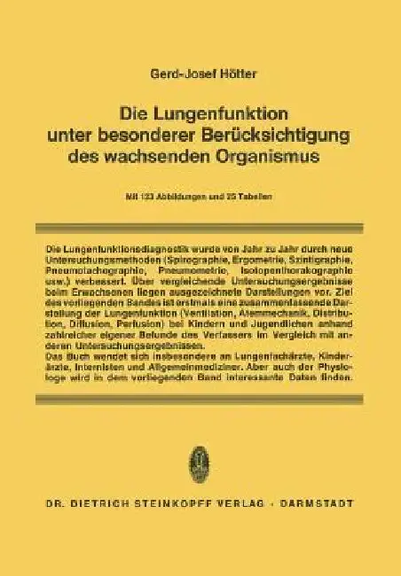 Cover of Die Lungenfunktion Unter Besonderer Berücksichtigung Des Wachsenden Organismus