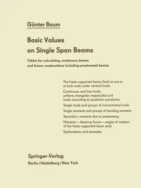 Cover of Basic Values on Single Span Beams