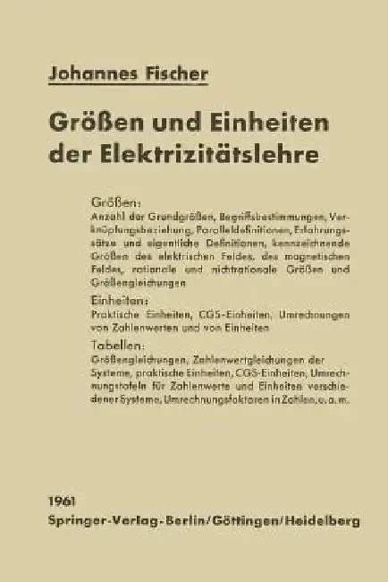 Cover of Größen Und Einheiten Der Elektrizitätslehre