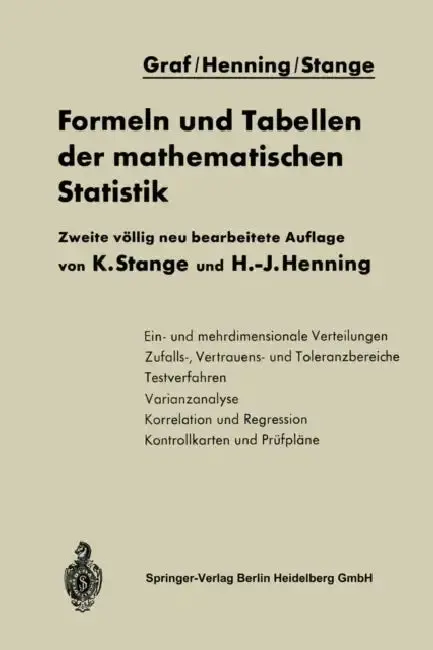 Cover of Formeln Und Tabellen Der Mathematischen Statistik