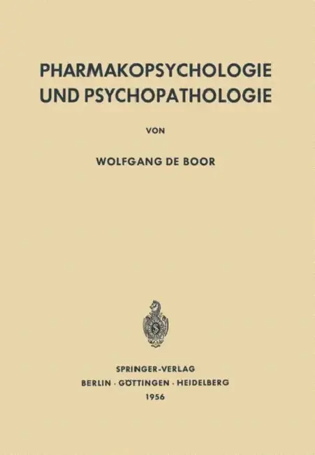 Cover of Pharmakopsychologie Und Psychopathologie