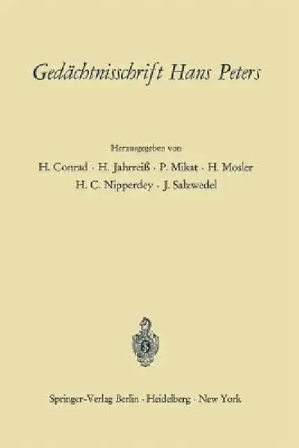 Cover of Gedächtnisschrift Hans Peters