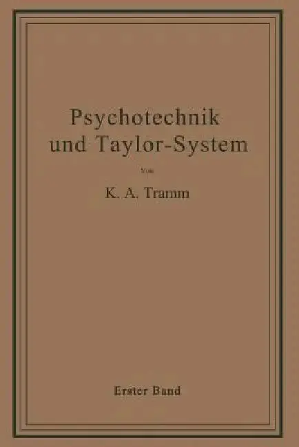 Cover of Psychotechnik Und Taylor-System