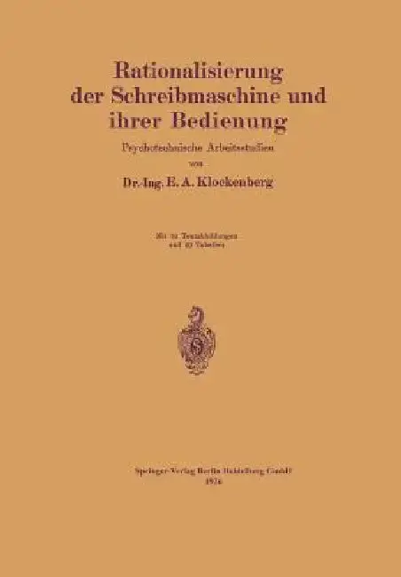 Cover of Rationalisierung Der Schreibmaschine Und Ihrer Bedienung