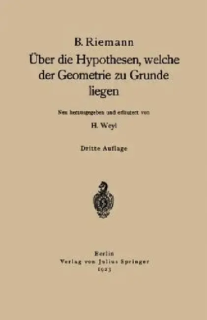 Cover of Über Die Hypothesen, Welche Der Geometrie Zu Grunde Liegen